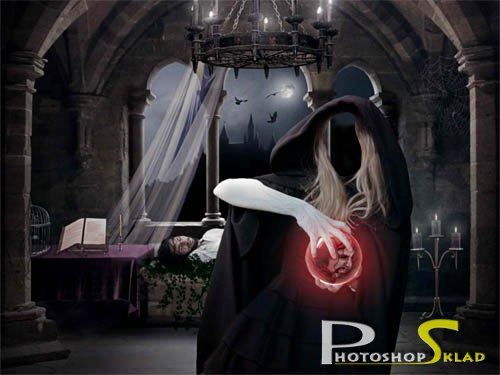 Шаблон для photoshop - Ведьма и черная магия
